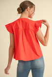 Tomato Red Poplin Top