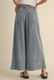 Washed Denim Wide Leg Pants