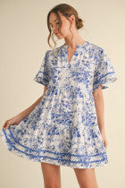 Blue Print Baby Doll Dress