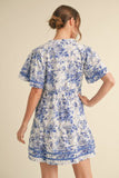 Blue Print Baby Doll Dress