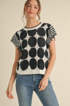 Polka Dot/Stripe Knit Top