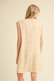 Oatmeal Washed Solid Dress w/ Stud Sleeve