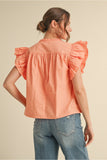 Salmon Frilled Neck Top