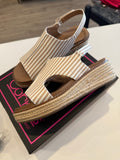 Corky’s Ready or Not Wedge- Tan White Stripe