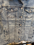 FRAYED DENIM JACKET W/ NOVELTY BUTTONS