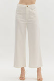 White High Waist Wide Leg Crop Pant