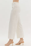 White High Waist Wide Leg Crop Pant