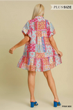 Pink Mix Patchwork Print Dress