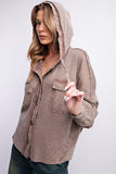 Mocha Mineral Washed Thermal Hoodie Jacket