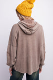 Mocha Mineral Washed Thermal Hoodie Jacket