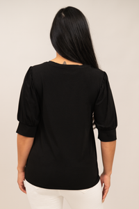 Cinderella Sleeve Top-Black