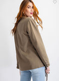 Olive Linen Blazer Jacket