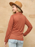 Clay Ruching Button Down Knit Top