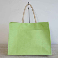 Lime Jute Pocket Tote